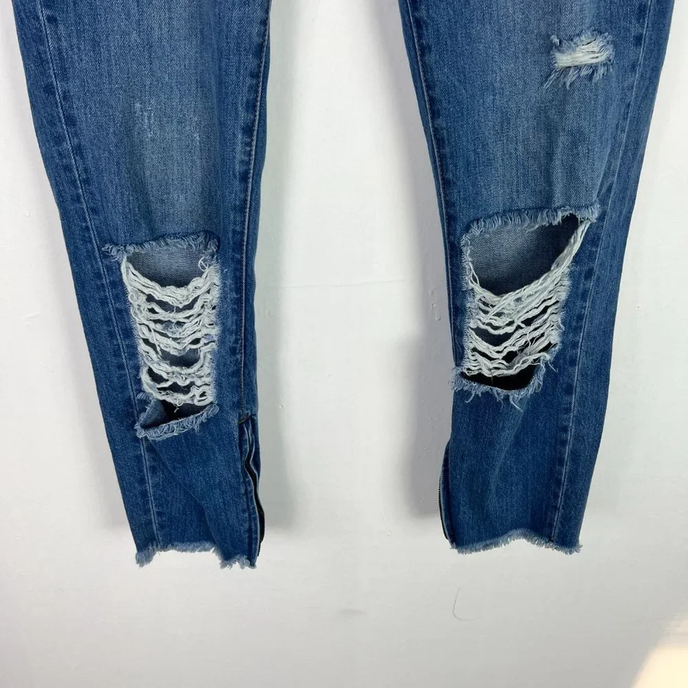 One Teaspoon Freebird Jeans Low Waist Rigid Skinny Leg Size 25 US Size 2 T2341 - Picture 3 of 15